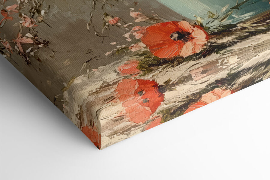 Gemälde mit Blumen in einer blauen Vase Gemälde mit Blumen in einer blauen Vase
