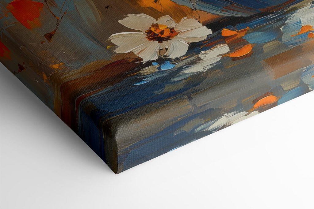 Painting of flowers in a blue vase Painting of flowers in a blue vase