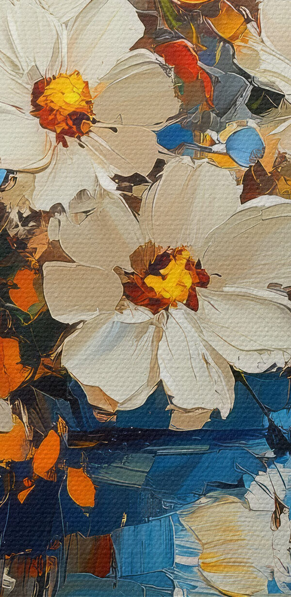 Gemälde mit Blumen in einer blauen Vase Gemälde mit Blumen in einer blauen Vase