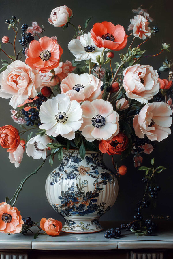 Vase mit Blumen darin Vase mit Blumen darin