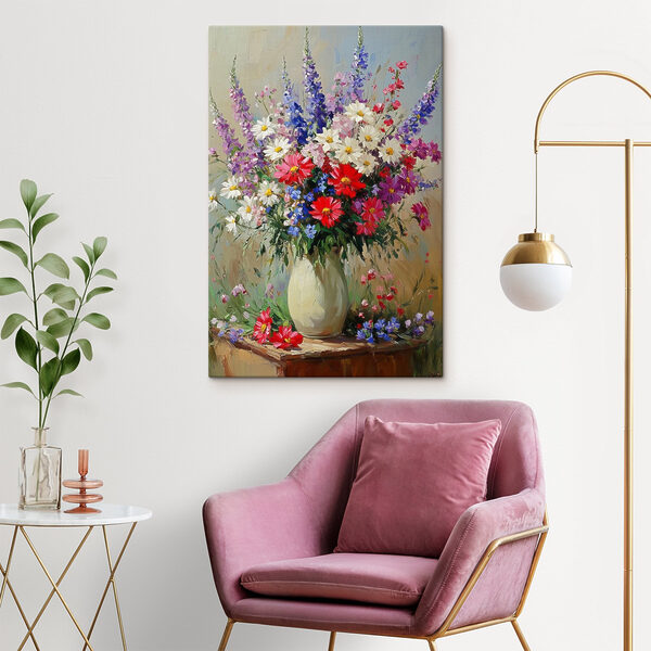 Gemälde einer Vase mit Blumen Gemälde einer Vase mit Blumen