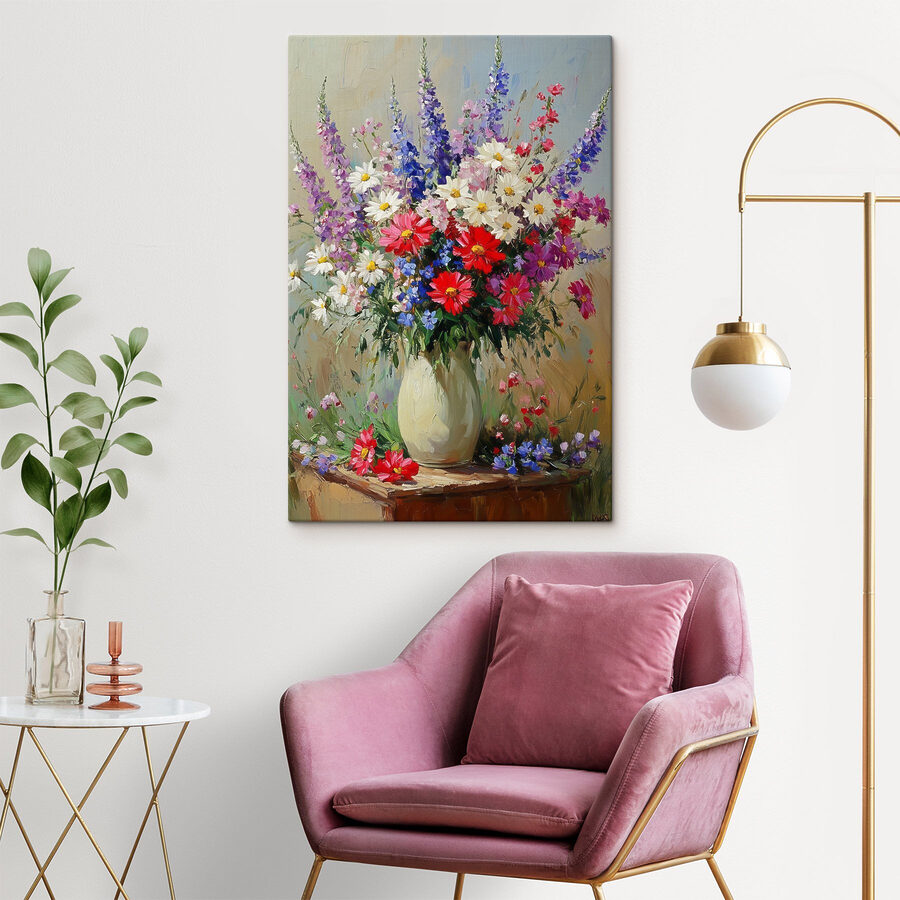 Gemälde einer Vase mit Blumen