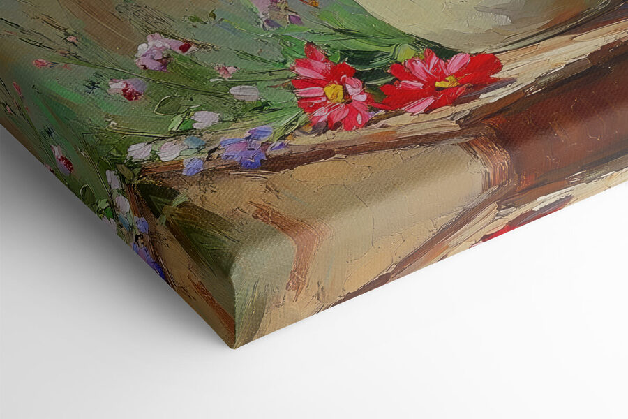 Gemälde einer Vase mit Blumen