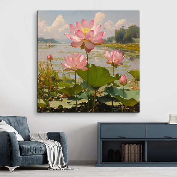 Rosa Blumen auf einem See Rosa Blumen auf einem See