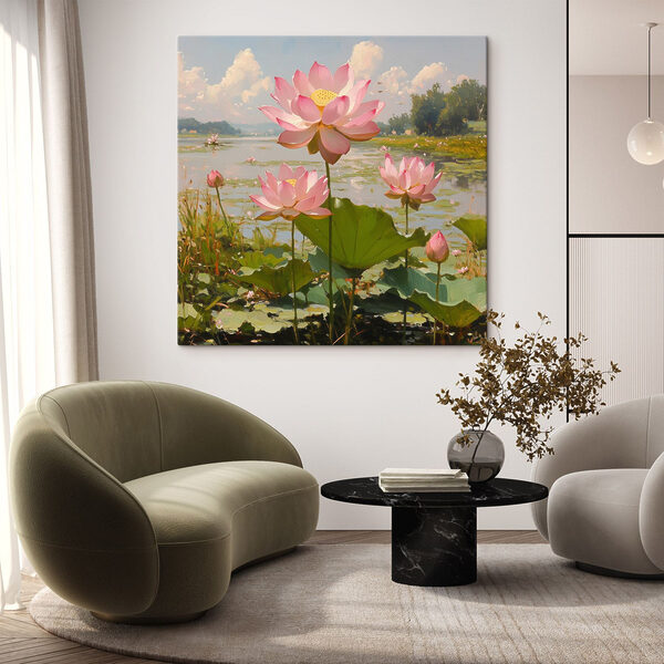 Rosa Blumen auf einem See Rosa Blumen auf einem See