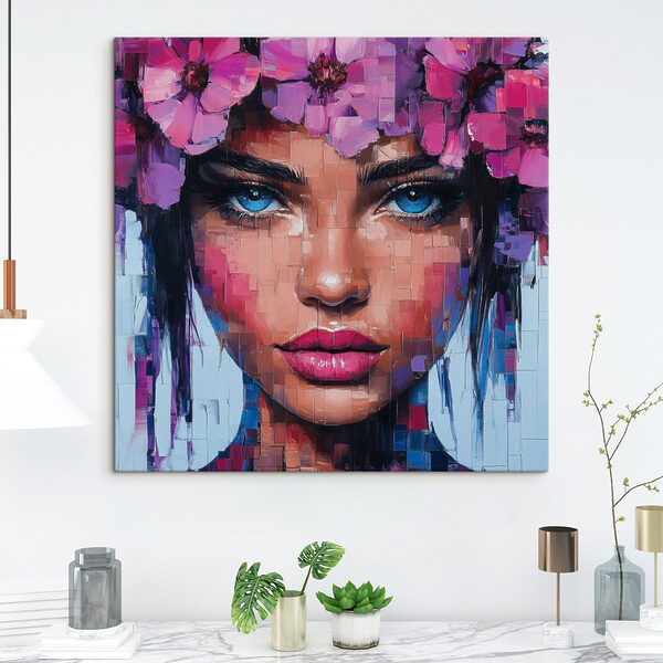 Gemälde einer Frau mit Blumen in ihrem Haar Gemälde einer Frau mit Blumen in ihrem Haar
