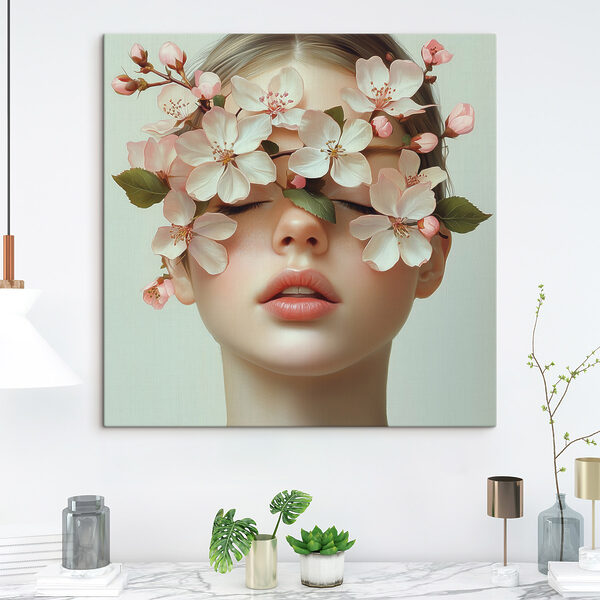 Frau mit Blumen im Gesicht Frau mit Blumen im Gesicht