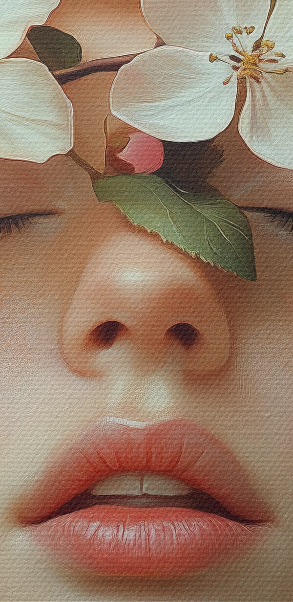 Frau mit Blumen im Gesicht Frau mit Blumen im Gesicht