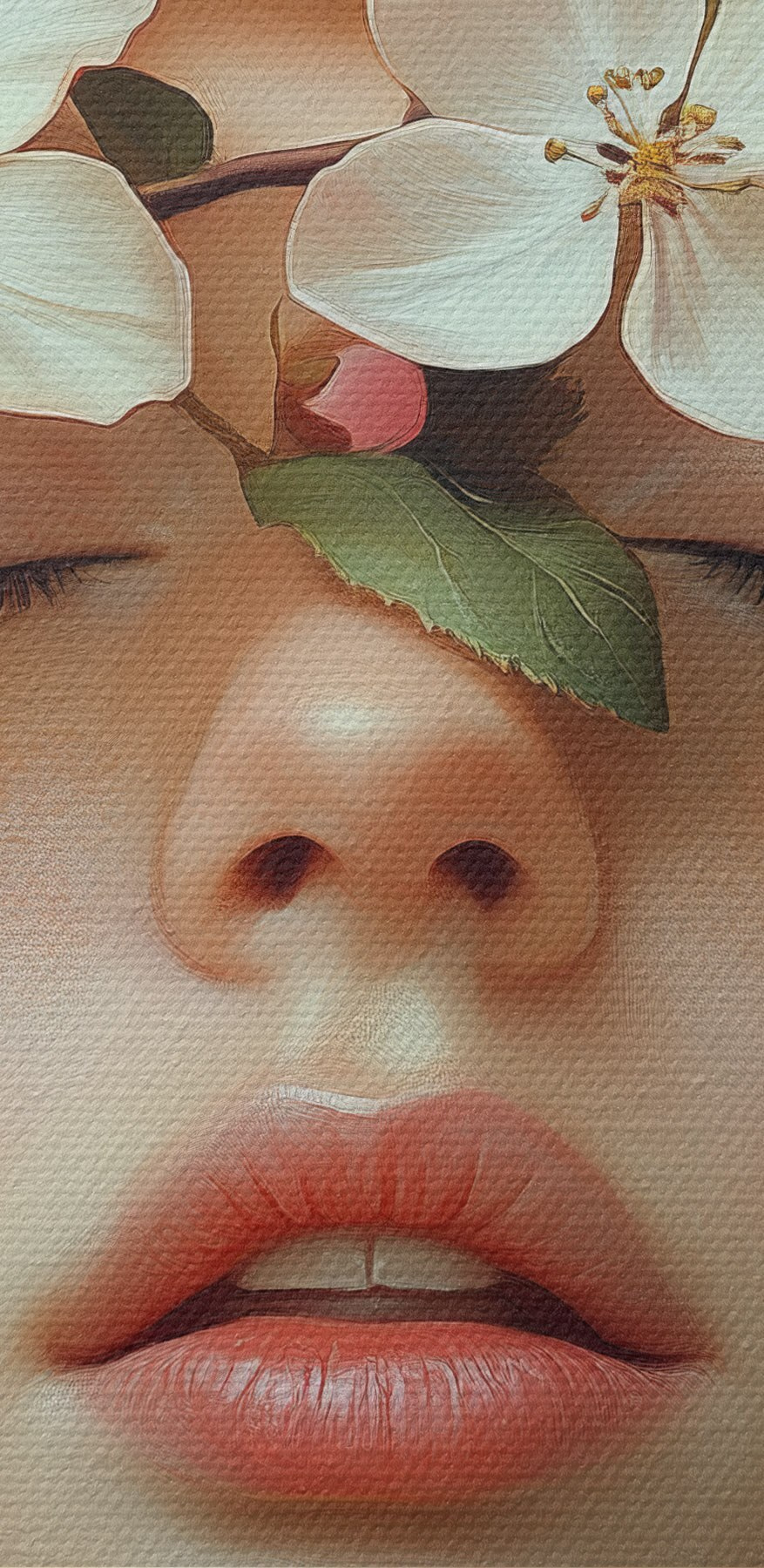 Frau mit Blumen im Gesicht
