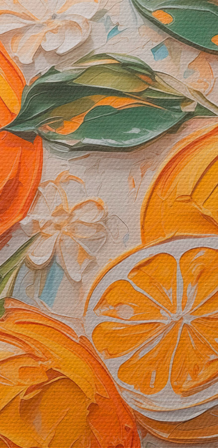 Malerei von Orangen und Blättern