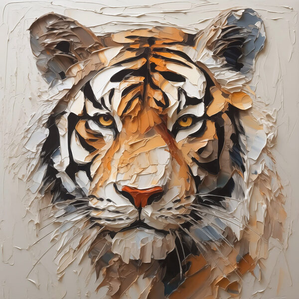 Tiger auf einer weißen Fläche gemalt Tiger auf einer weißen Fläche gemalt