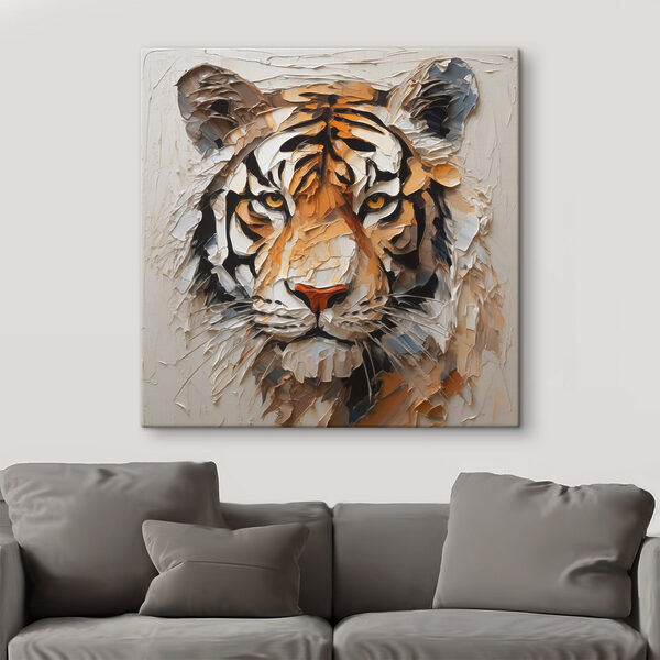 Tiger auf einer weißen Fläche gemalt Tiger auf einer weißen Fläche gemalt