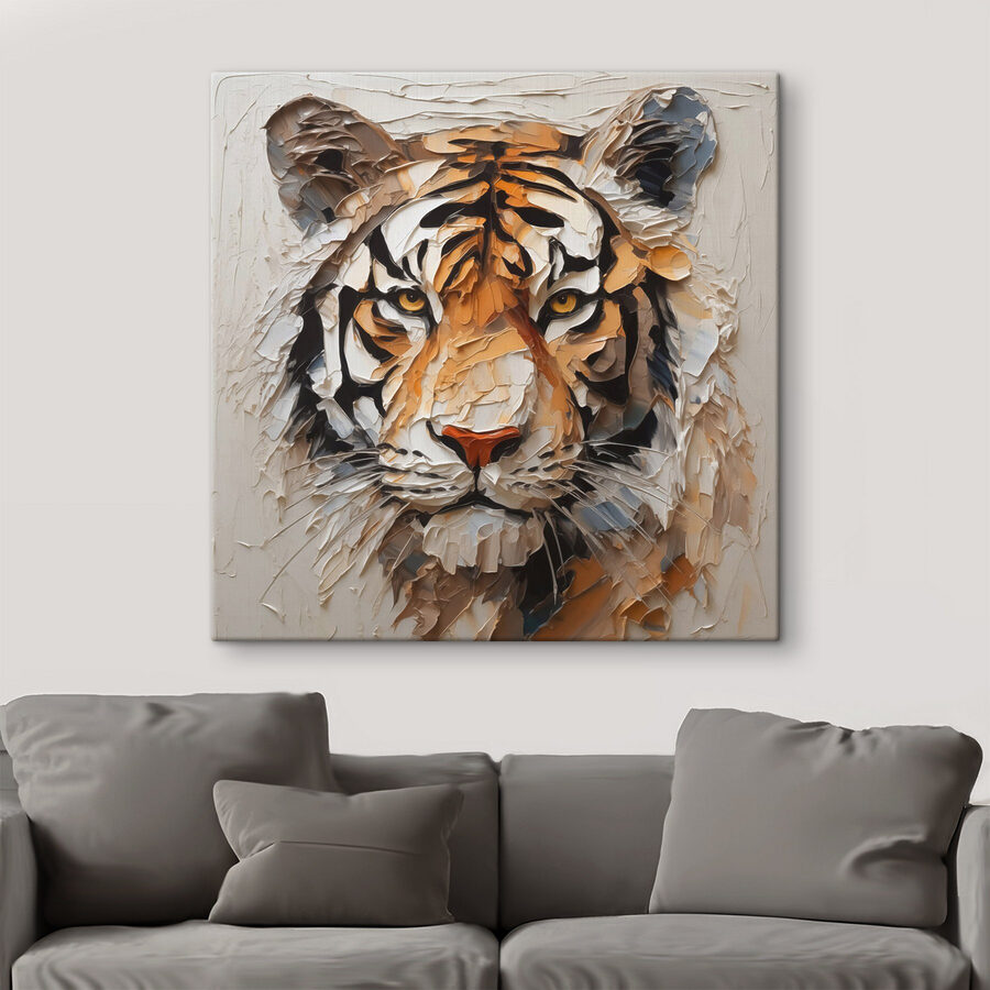 Tiger auf einer weißen Fläche gemalt