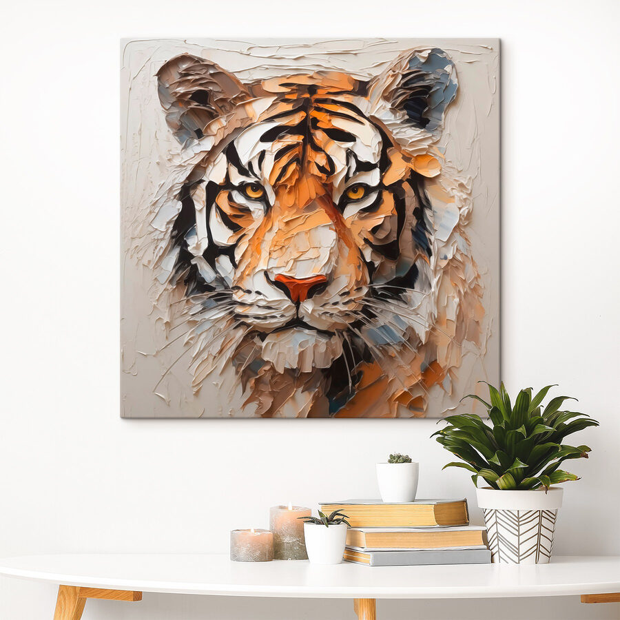 Tiger auf einer weißen Fläche gemalt