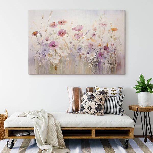 Gemälde von Blumen auf einem Feld Gemälde von Blumen auf einem Feld