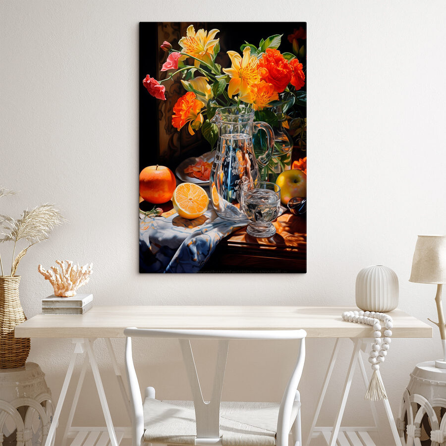 Stilleben mit Blumen und Früchten