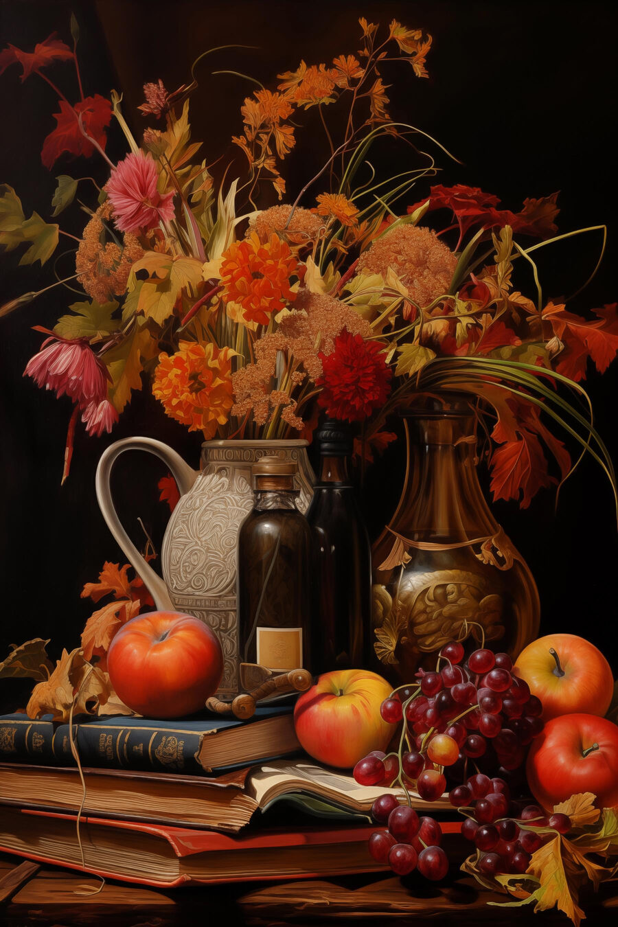 Stilleben mit Obst und Blumen