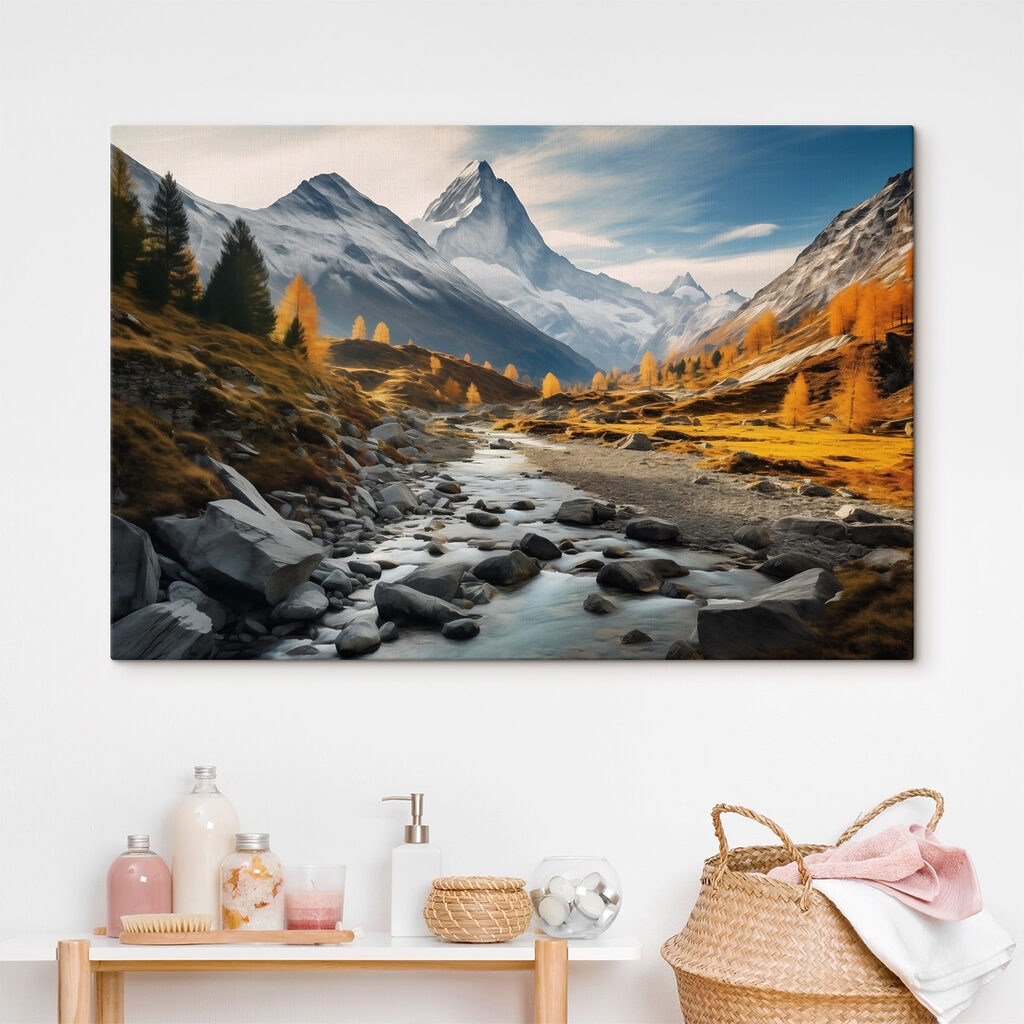 River running through a valley with mountains in the background