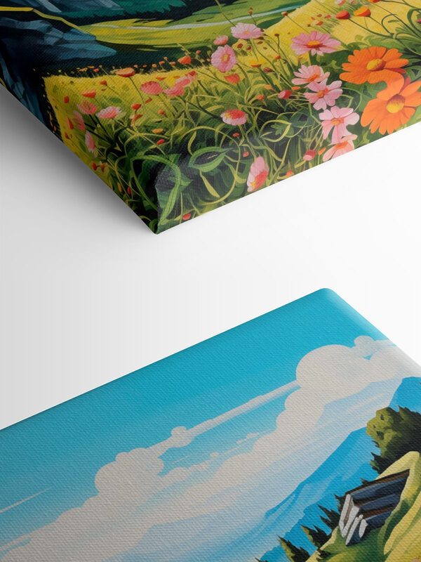 Landschaft mit Bergen und Blumen Landschaft mit Bergen und Blumen