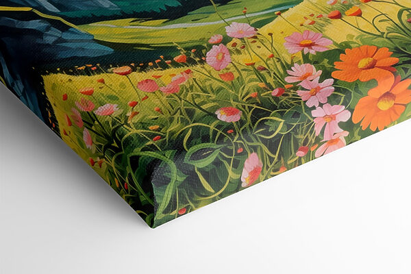 Landschaft mit Bergen und Blumen Landschaft mit Bergen und Blumen