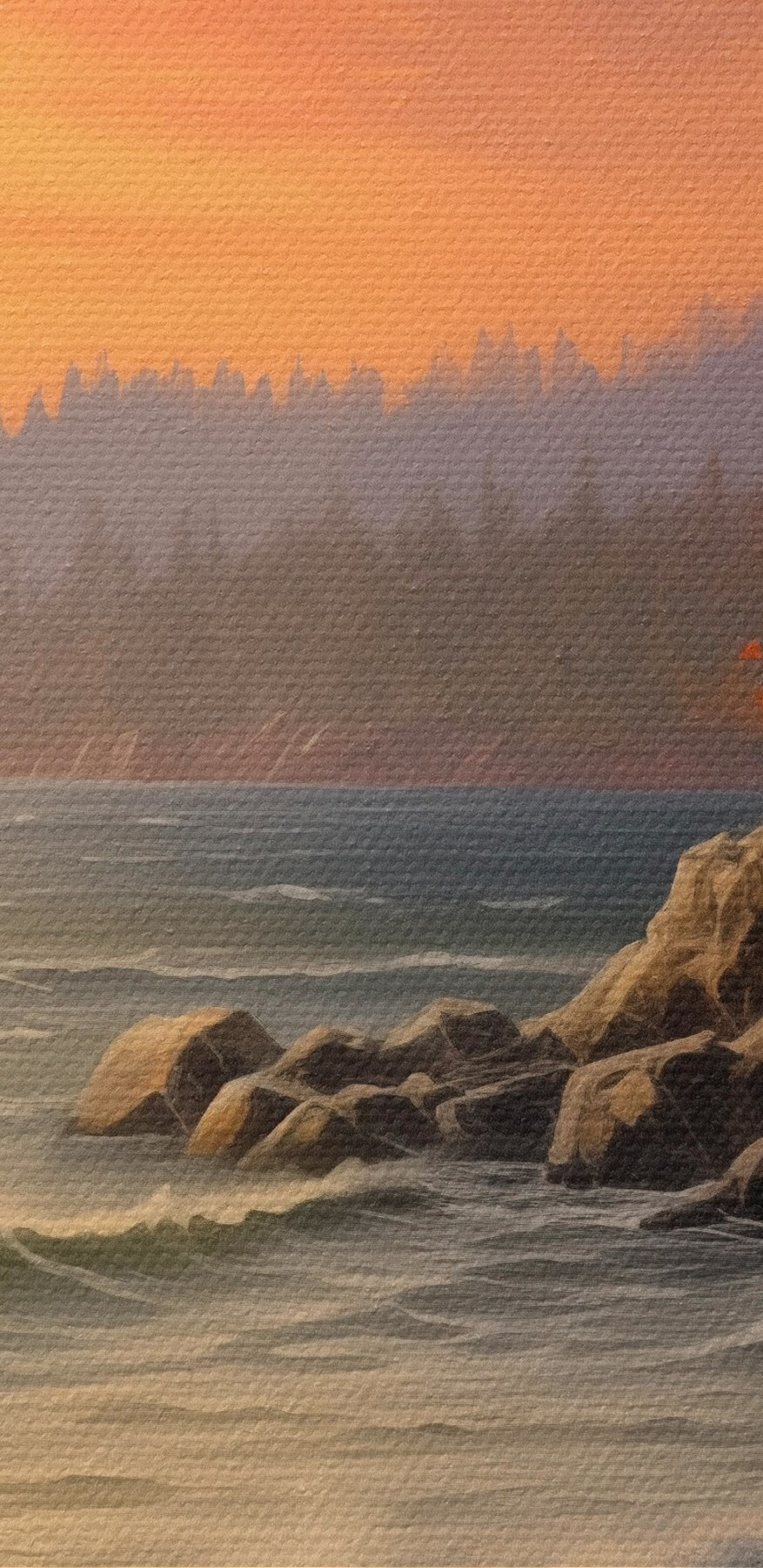 Sonnenuntergang über einem felsigen Strand
