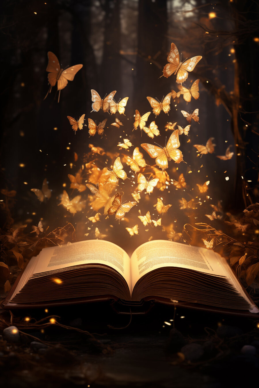 Buch mit Schmetterlingen, die aus dem Buch fliegen