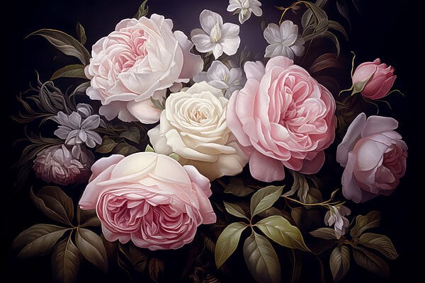 Group of pink and white roses Group of pink and white roses