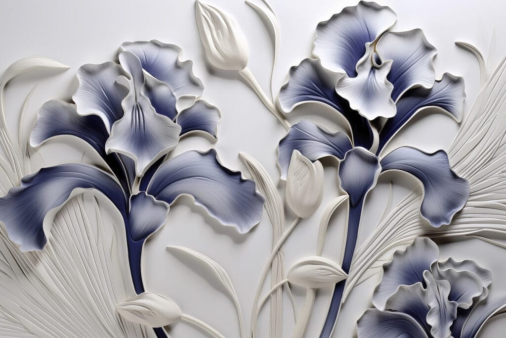 Wandkunst mit Blumen und Blättern Wandkunst mit Blumen und Blättern