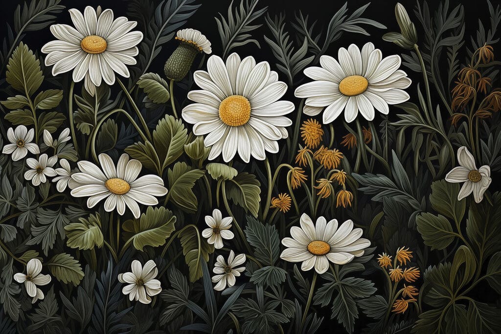 Malerei von Blumen und Blättern Malerei von Blumen und Blättern