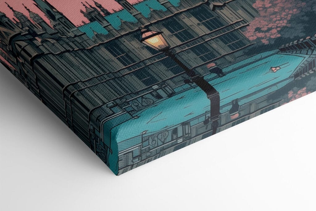 Clock tower with a lamp post and trees