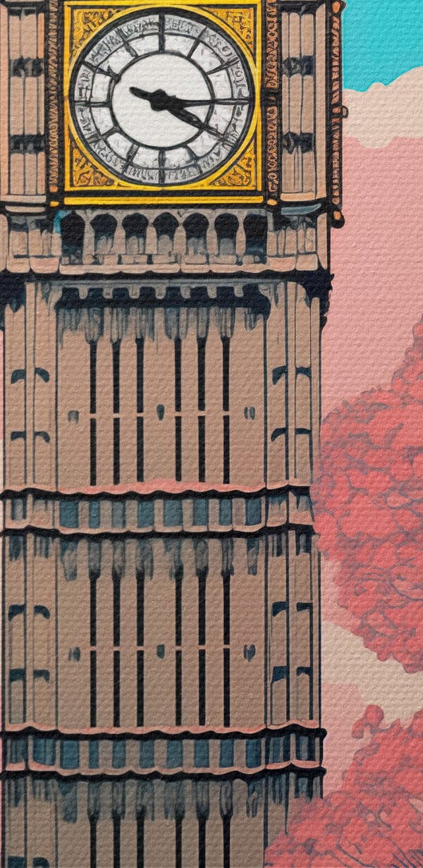 Uhrenturm mit Laternenpfahl und Bäumen Uhrenturm mit Laternenpfahl und Bäumen