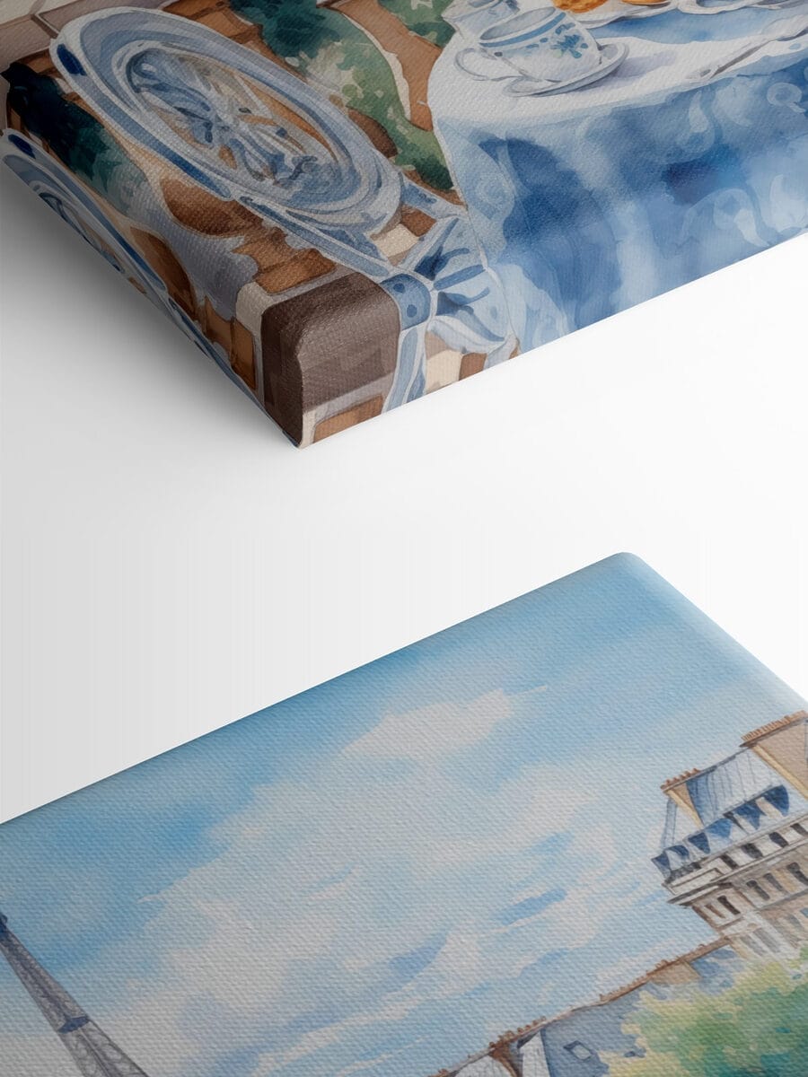 Aquarellmalerei eines Tisches mit Essen darauf Aquarellmalerei eines Tisches mit Essen darauf