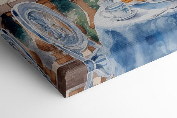 Aquarellmalerei eines Tisches mit Essen darauf Aquarellmalerei eines Tisches mit Essen darauf