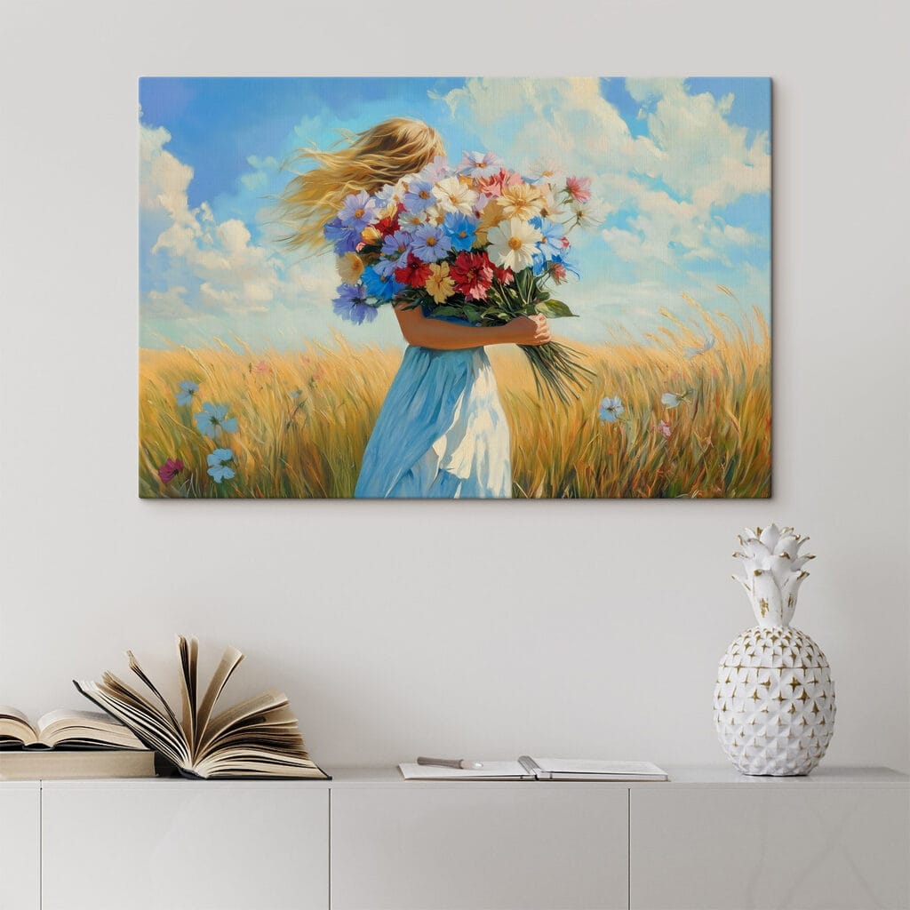 Woman holding a bouquet of flowers