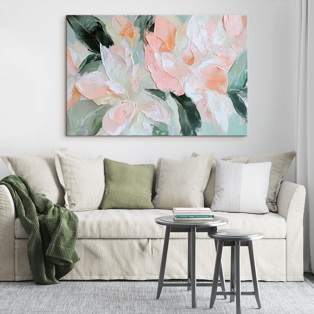 Painting of flowers on a canvas