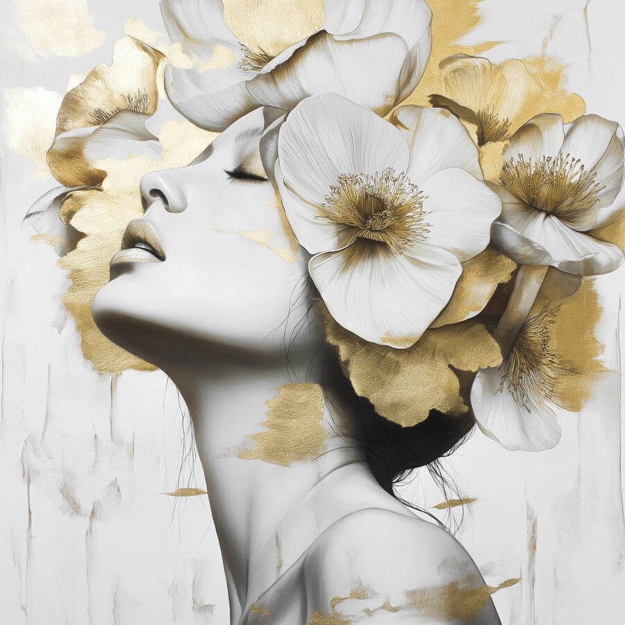 Frau mit Blumen im Haar