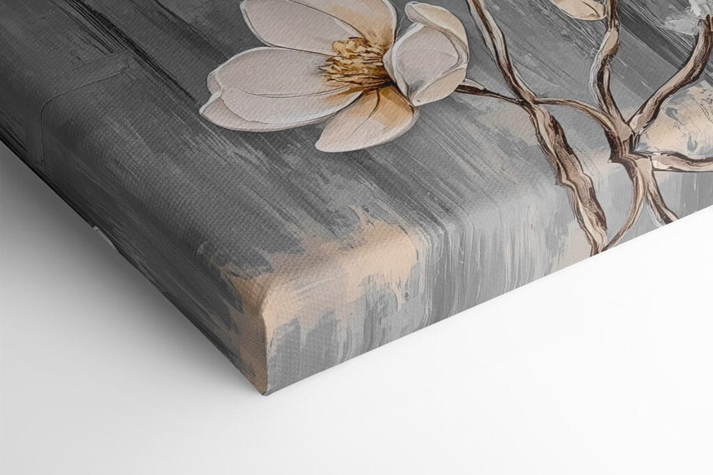 Painting of flowers on a grey background