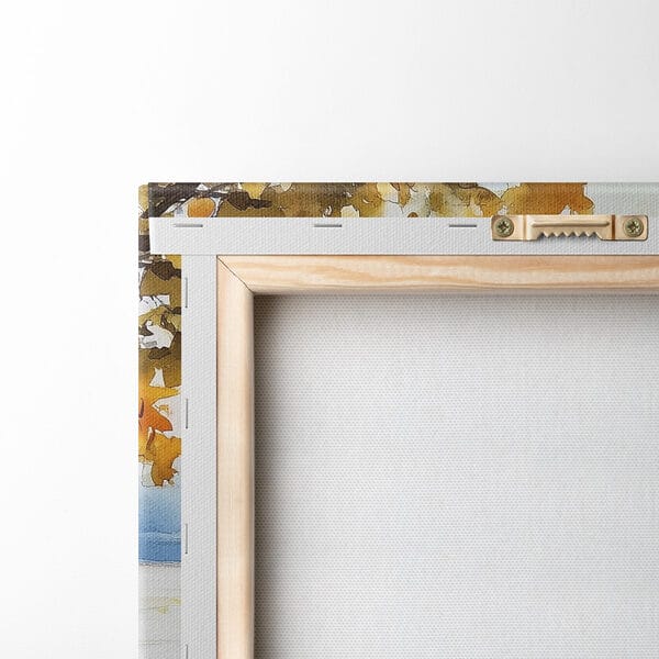 Aquarellmalerei eines Tisches mit Kaffee und Croissants Aquarellmalerei eines Tisches mit Kaffee und Croissants