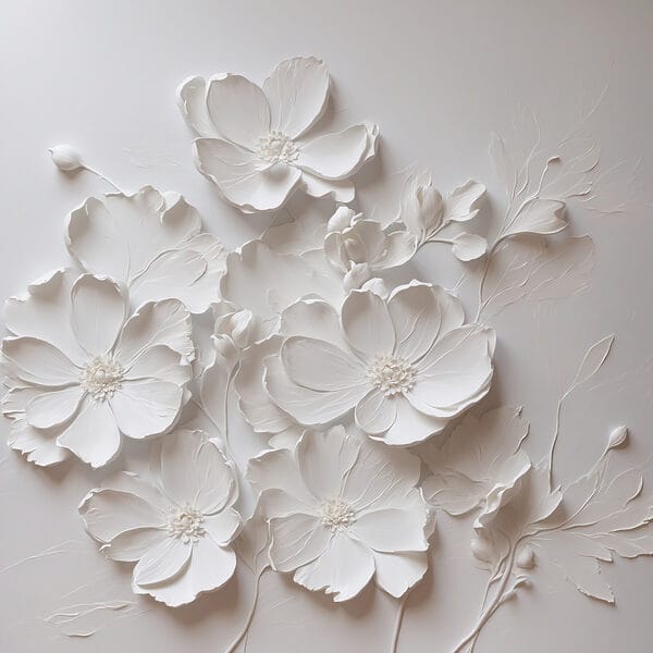 Weiße Blume auf weißer Fläche Weiße Blume auf weißer Fläche