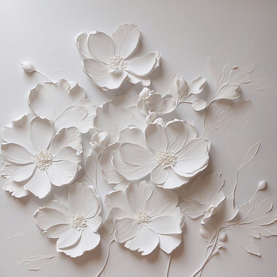 Weiße Blume auf weißer Fläche Weiße Blume auf weißer Fläche