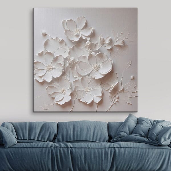 Weiße Blume auf weißer Fläche Weiße Blume auf weißer Fläche