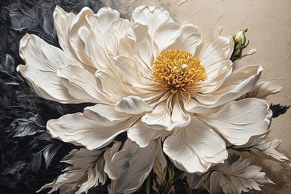 Weiße Blüte mit gelber Mitte Weiße Blüte mit gelber Mitte