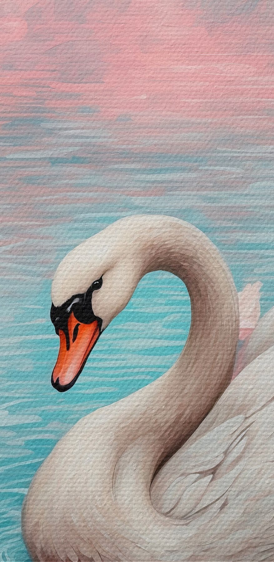 Schwan schwimmt im Wasser mit rosa Blumen Schwan schwimmt im Wasser mit rosa Blumen