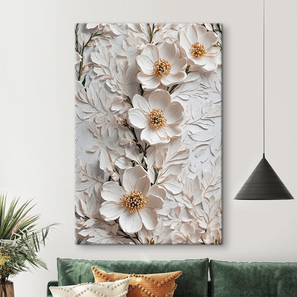 White flowers on a white surface