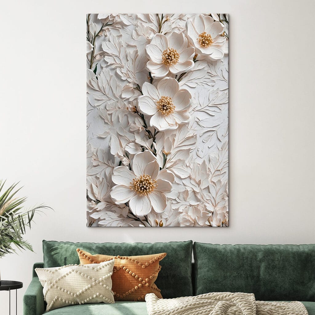 White flowers on a white surface