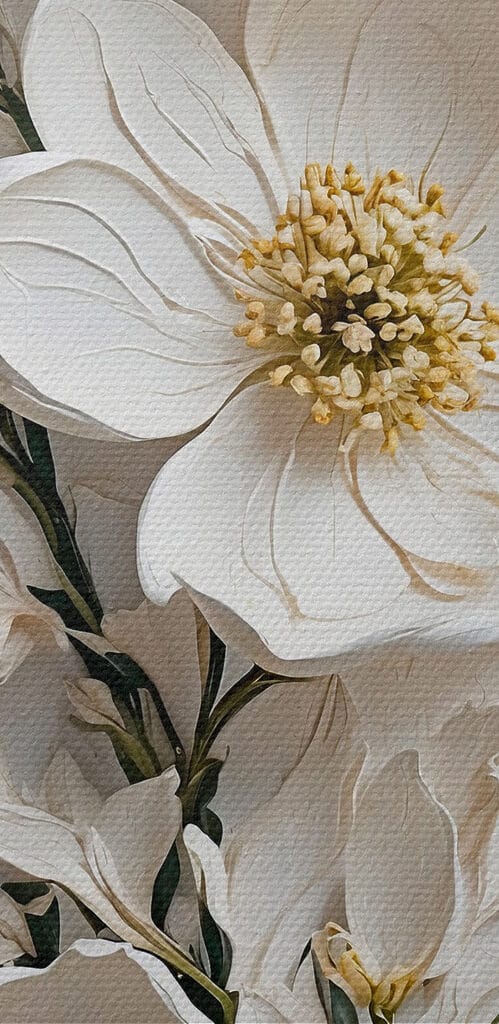 White flowers on a white surface