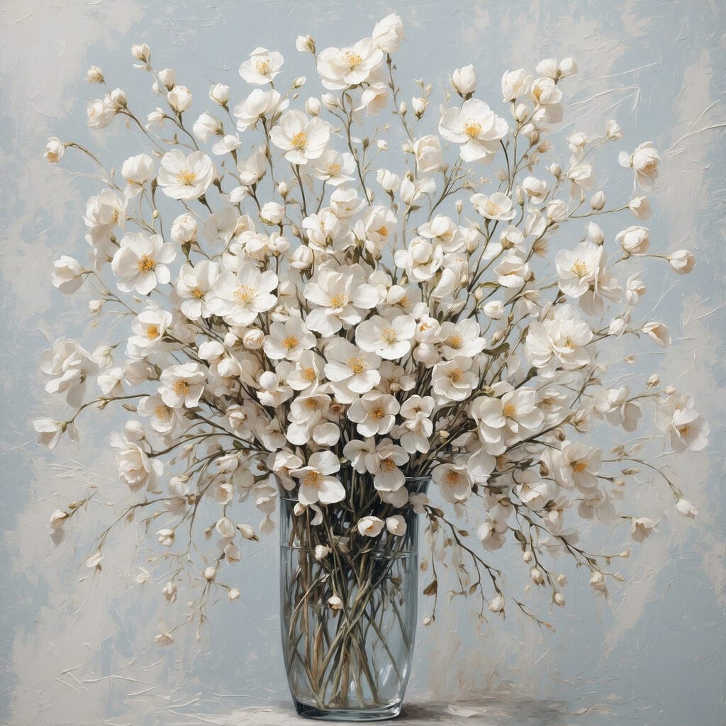 Vase of white flowers
