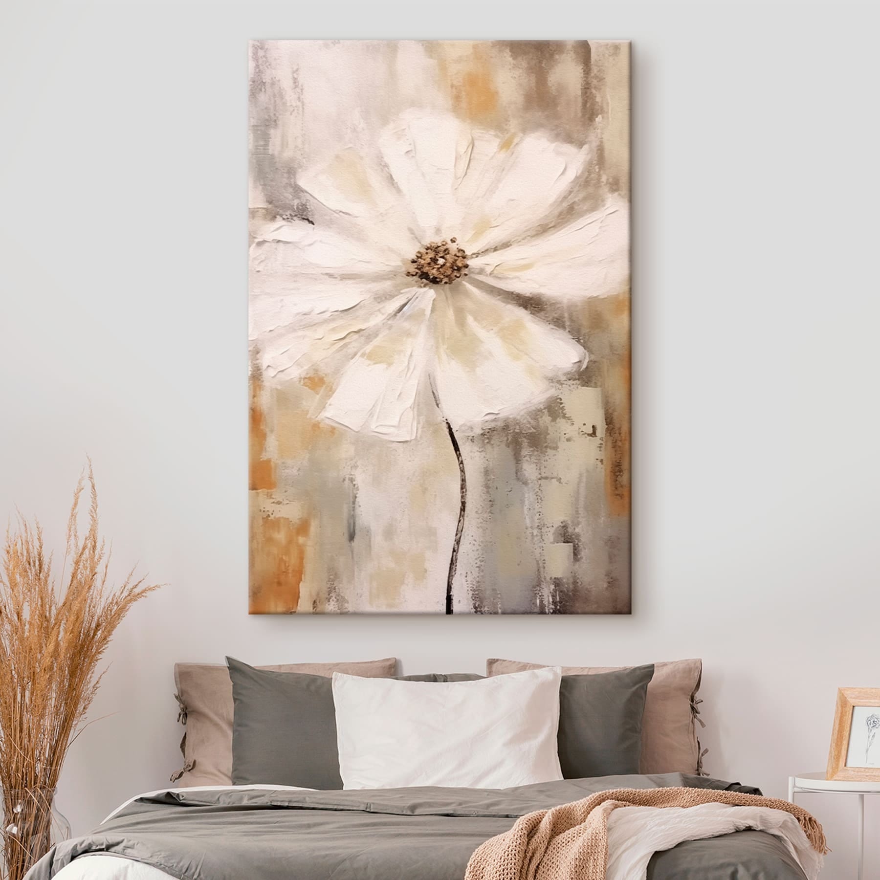 White flower with brown center