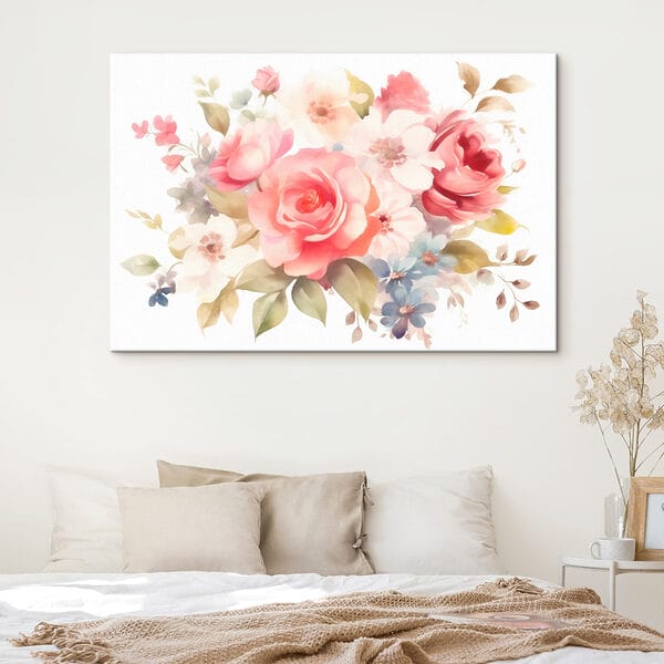 Gemälde von Blumen auf weißem Hintergrund Gemälde von Blumen auf weißem Hintergrund