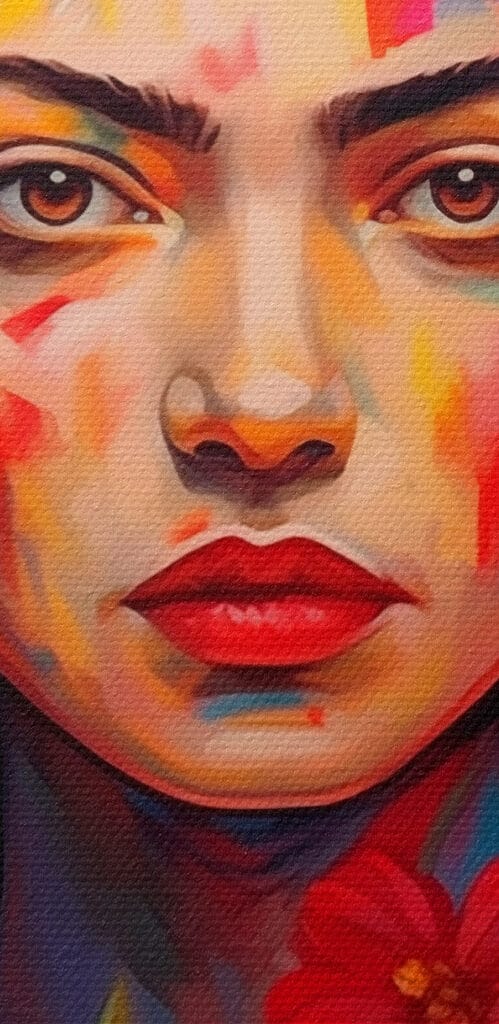 Painting of a woman with flowers in her hair